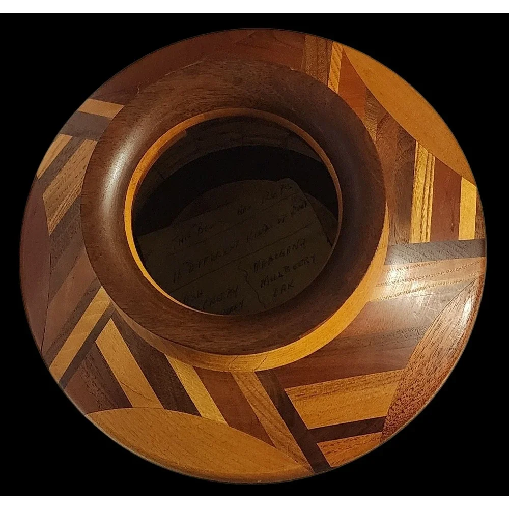 Handcrafted Segmented Wood Vase Signed Boyd Miles Dated 1996 11 Wood Types